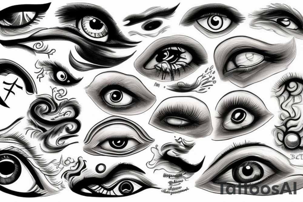 Rennigan eye surrounded by clouds tattoo idea