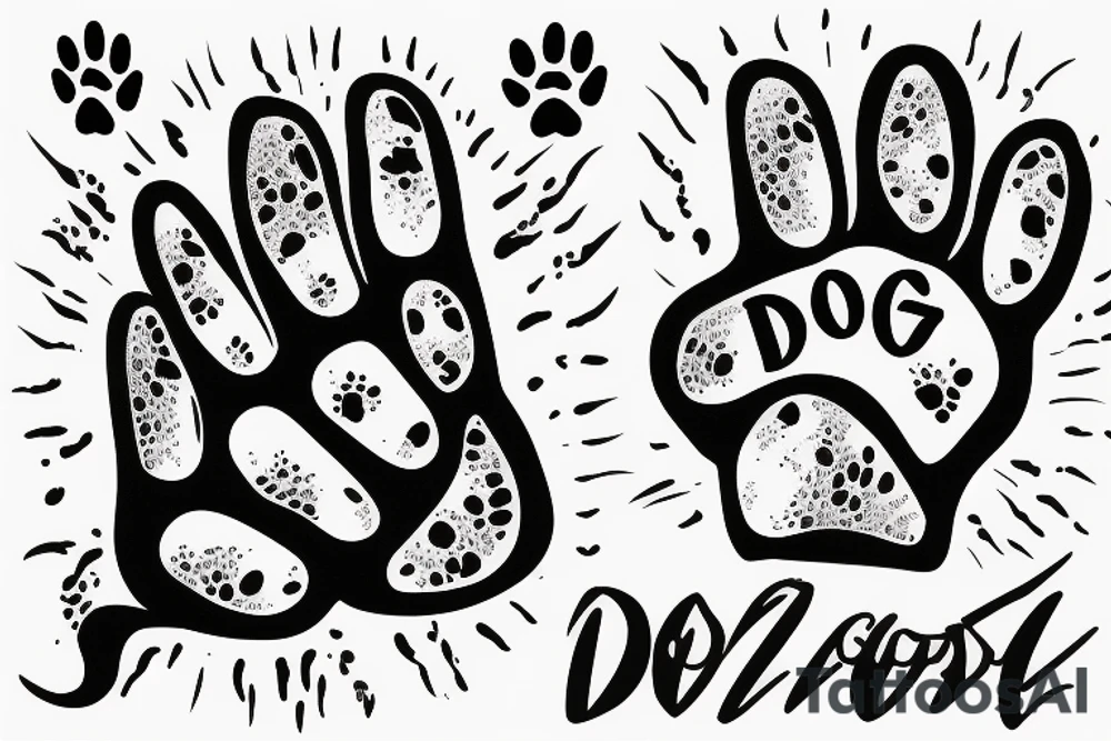 Dog paw inscription Spike tattoo idea