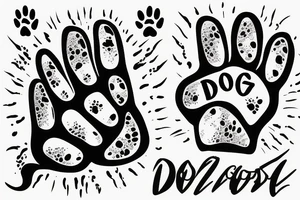 Dog paw inscription Spike tattoo idea