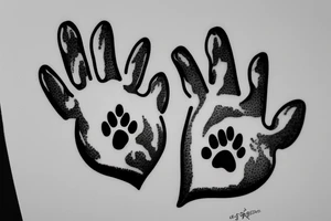 Dog paw inscription Spike tattoo idea
