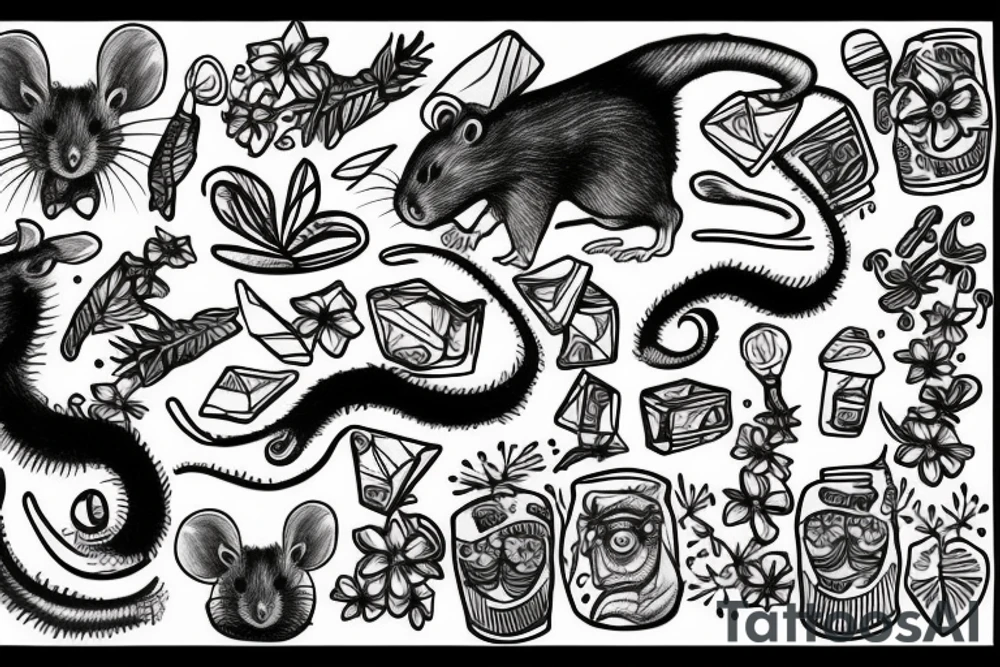 Rat wearing a Hawaiian shirt tattoo idea