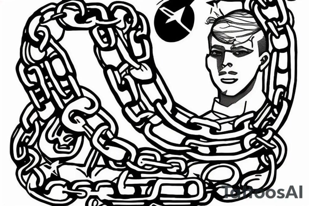 Young soldier in chains tattoo idea