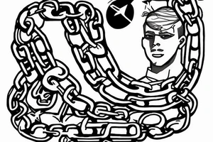 Young soldier in chains tattoo idea