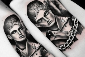 Young soldier in chains tattoo idea