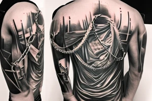 Young soldier in chains tattoo idea