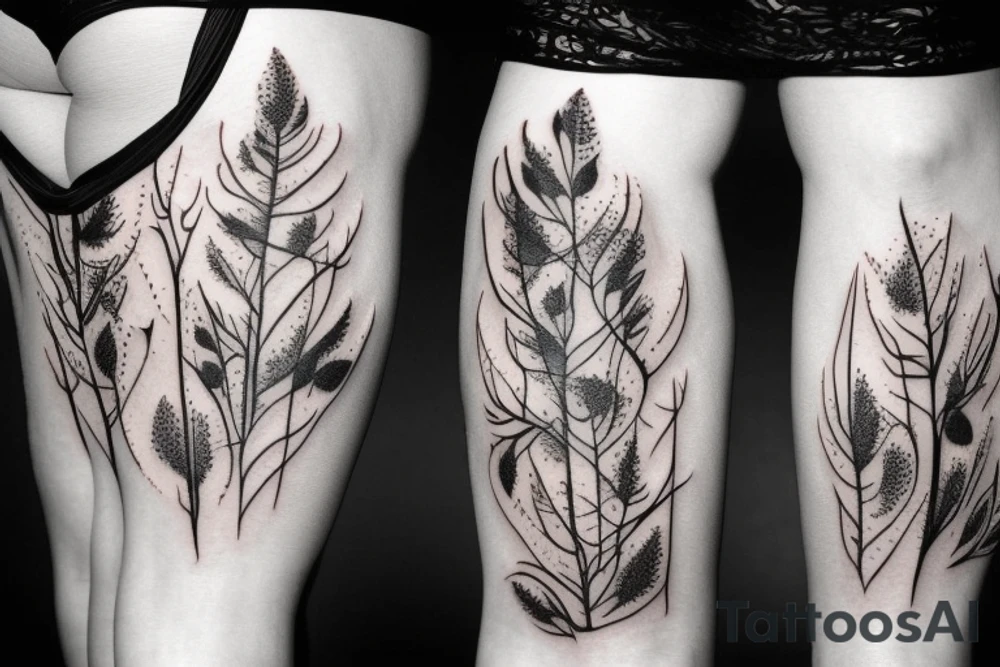 Black forest on the leg tattoo idea