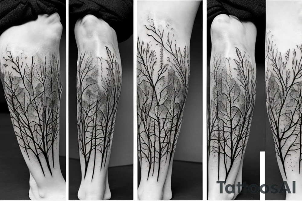 Black forest on the leg tattoo idea