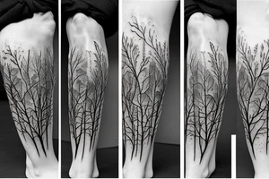 Black forest on the leg tattoo idea
