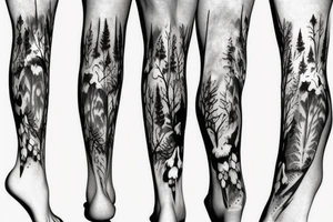 Black forest on the leg tattoo idea