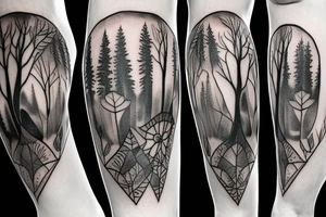 Black forest on the leg tattoo idea