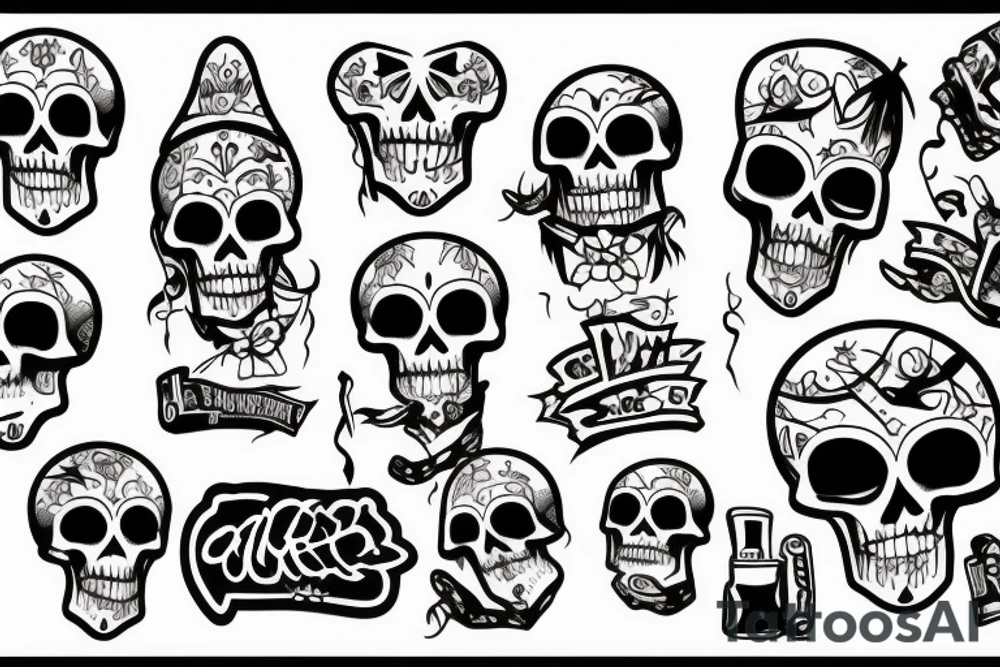 skeleton draws graffiti tattoo idea