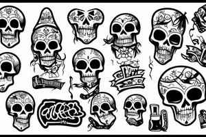 skeleton draws graffiti tattoo idea