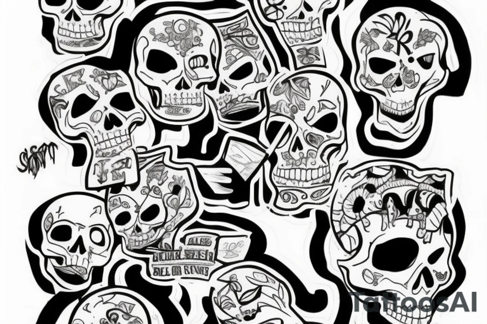 skeleton draws graffiti tattoo idea