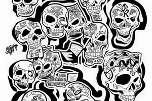 skeleton draws graffiti tattoo idea