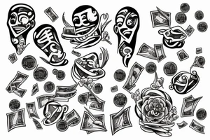 Unbalanced scales with money on one side and happiness on the other tattoo idea