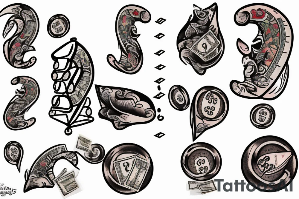 Unbalanced scales with money on one side and happiness on the other tattoo idea