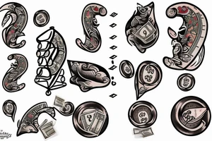 Unbalanced scales with money on one side and happiness on the other tattoo idea