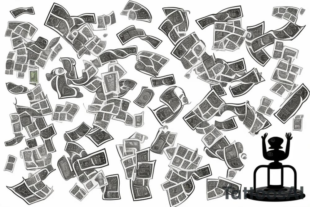 Unbalanced scales with money on one side and happiness on the other tattoo idea