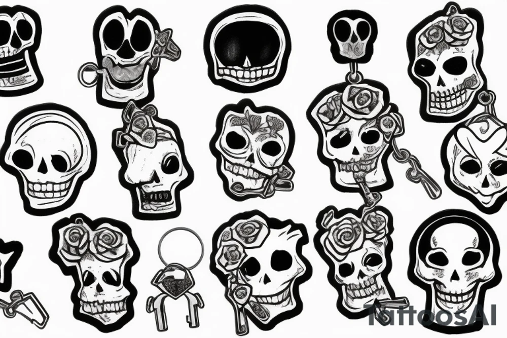 toy skeleton on a keychain tattoo idea