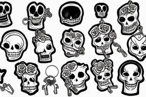 toy skeleton on a keychain tattoo idea
