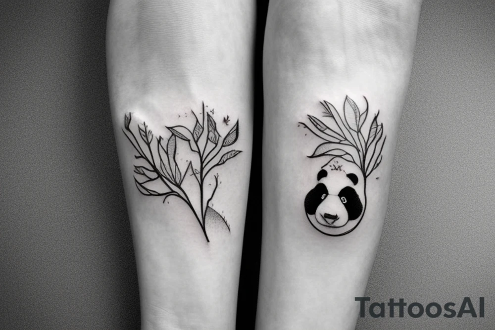 panda sitting under an autumnal tree tattoo idea