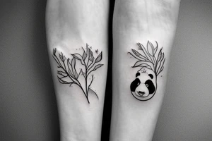panda sitting under an autumnal tree tattoo idea