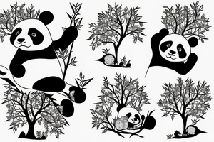 panda sitting under an autumnal tree tattoo idea