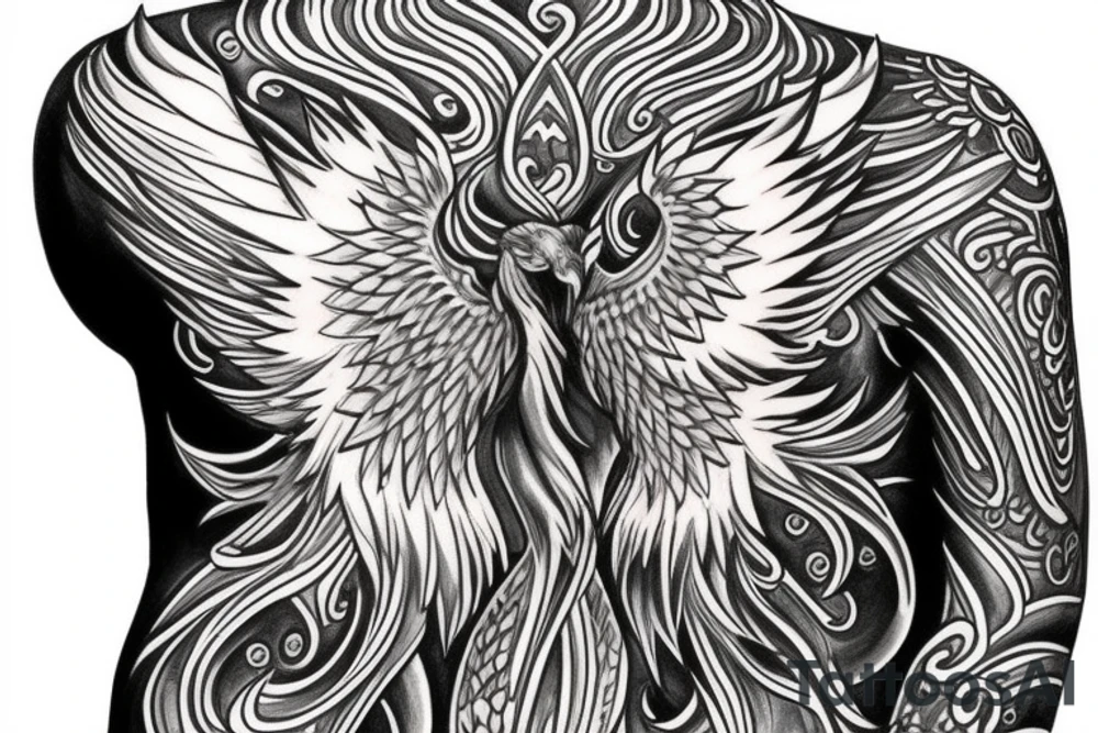 Extend a phoenix tattoo to full sleeve tattoo idea