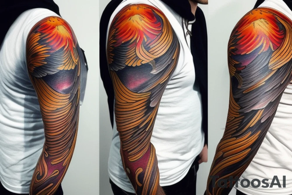 Extend a phoenix tattoo to full sleeve tattoo idea