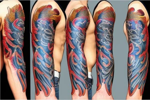 Extend a phoenix tattoo to full sleeve tattoo idea