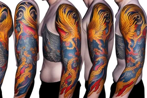 Extend a phoenix tattoo to full sleeve tattoo idea