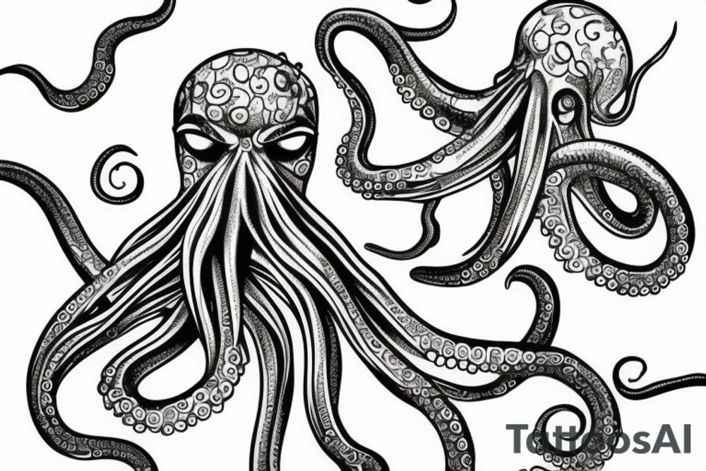 Octopus on bicep tentacles going down arm tattoo idea