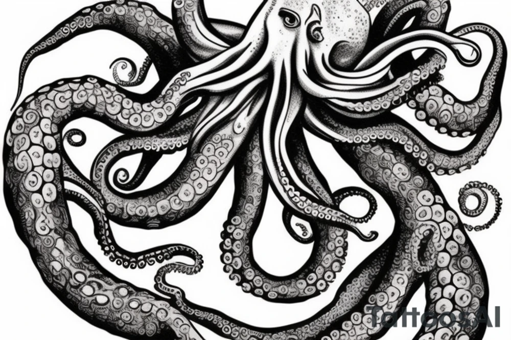 Octopus on bicep tentacles going down arm tattoo idea