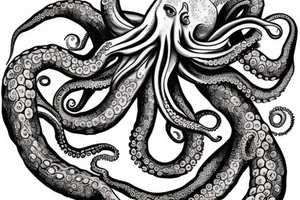 Octopus on bicep tentacles going down arm tattoo idea