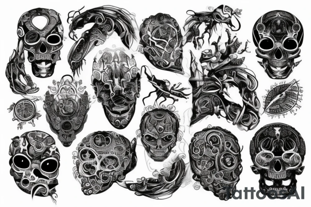 шрек с черным трайблом tattoo idea