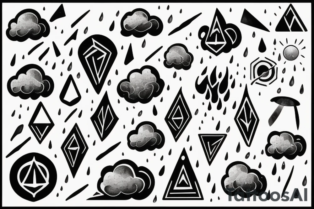 Dagger cutting open a rain cloud tattoo idea