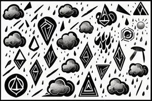 Dagger cutting open a rain cloud tattoo idea