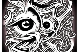 Dagger cutting open a rain cloud with an eye at the center tattoo idea