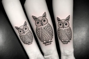 Owl biting a watch tattoo idea