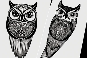 Owl biting a watch tattoo idea