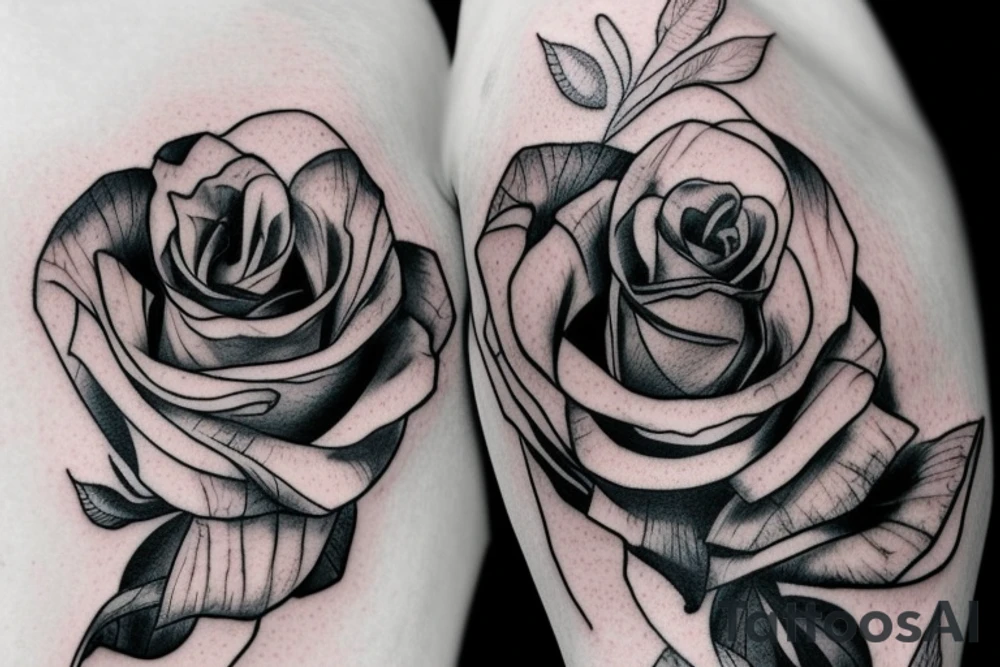 rose on shoulder, rose on biceps, rose on upper arm tattoo idea