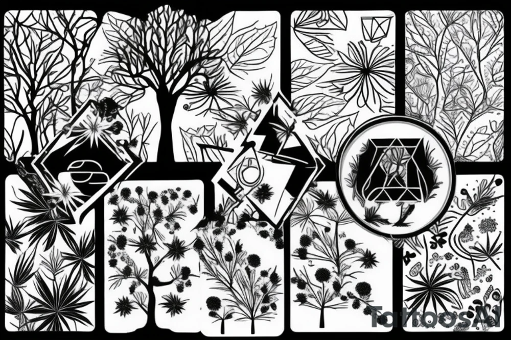 trees and medicinal plants tattoo idea