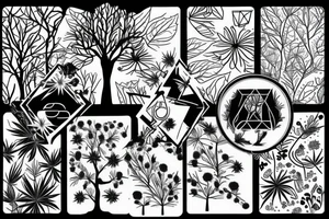 trees and medicinal plants tattoo idea