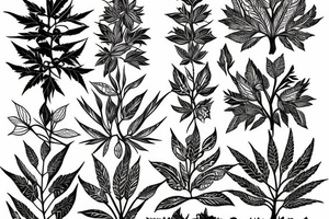 trees and medicinal plants tattoo idea