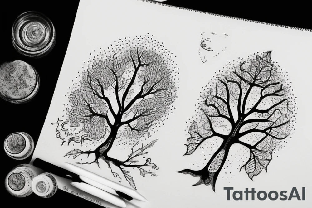 trees and medicinal plants tattoo idea