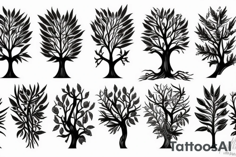 trees and medicinal plants tattoo idea