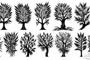 trees and medicinal plants tattoo idea