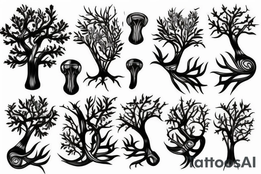 trees and medicinal plants tattoo idea