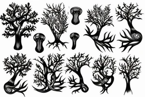 trees and medicinal plants tattoo idea