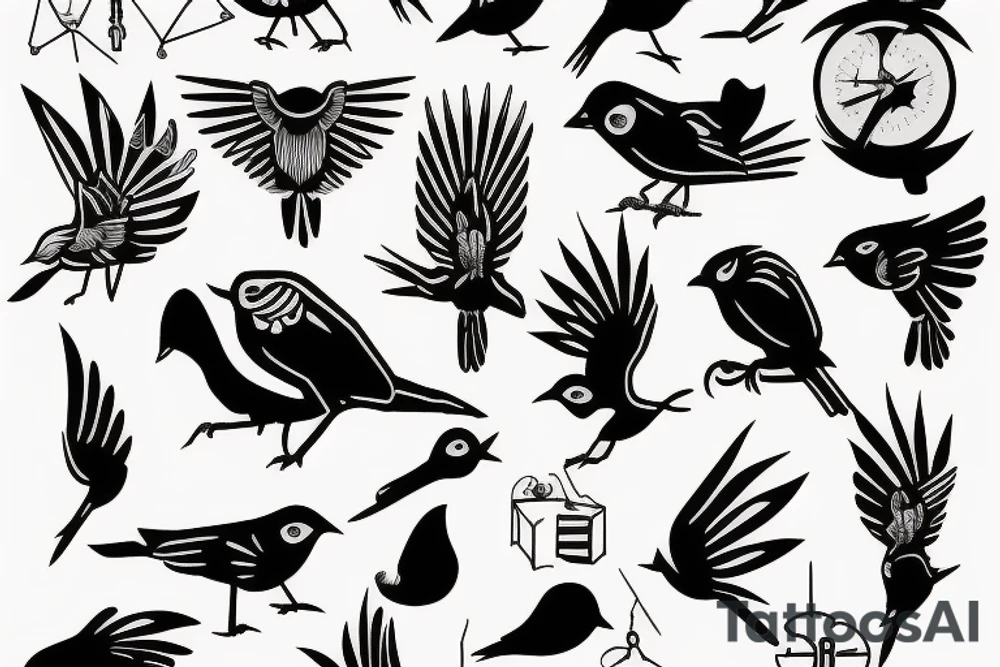 bird contour blackwork tattoo tattoo idea